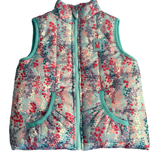 Spyder Girls Puffer Vest 2T Multicolor Blue Pink Red